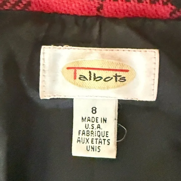 Vintage Talbots Red & Green Plaid Tartan 90’s Holiday Blazer Wool Jacket 8‎ - Picture 10 of 12